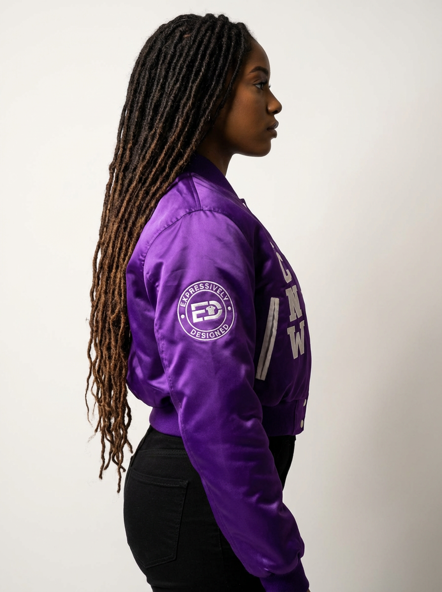 NCNW SATIN  CROPPED BOMBER JACKETS
